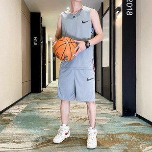 透气无袖 耐克顿运动套装 男夏季 薄款 背心休闲宽松训练篮球服两件套