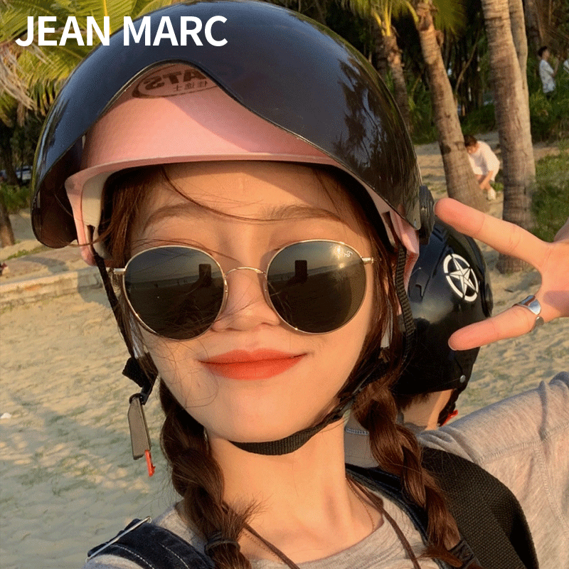 圆框墨镜女夏海边防紫外线偏光镜复古ins潮圆脸近视有度数太阳镜