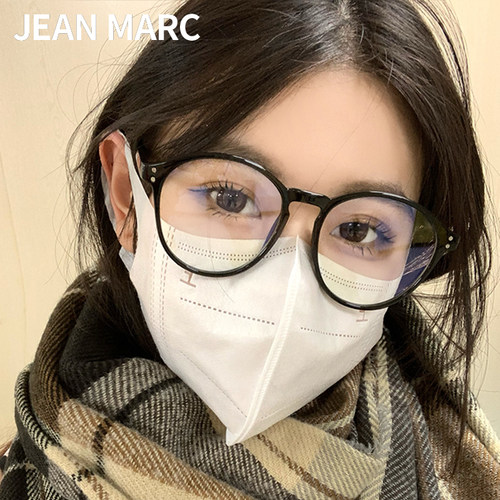 圆框黑框眼镜女近视素颜镜框超轻大框大圆脸防蓝光黑色眼镜框女款 - 封面