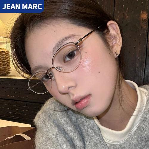 日系超轻钛架半框眼镜框女复古高智感椭圆小框素颜近视眼睛框镜架