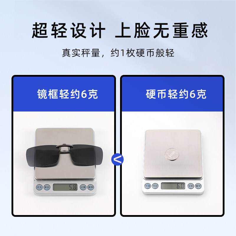 墨镜夹片男士开车专用偏光镜驾驶钓鱼近视眼镜超轻夹片式太阳镜女