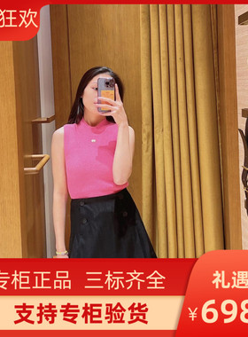 IOR 2023法式黑色花呢纱裙拼接百褶短裙SFPJU00822