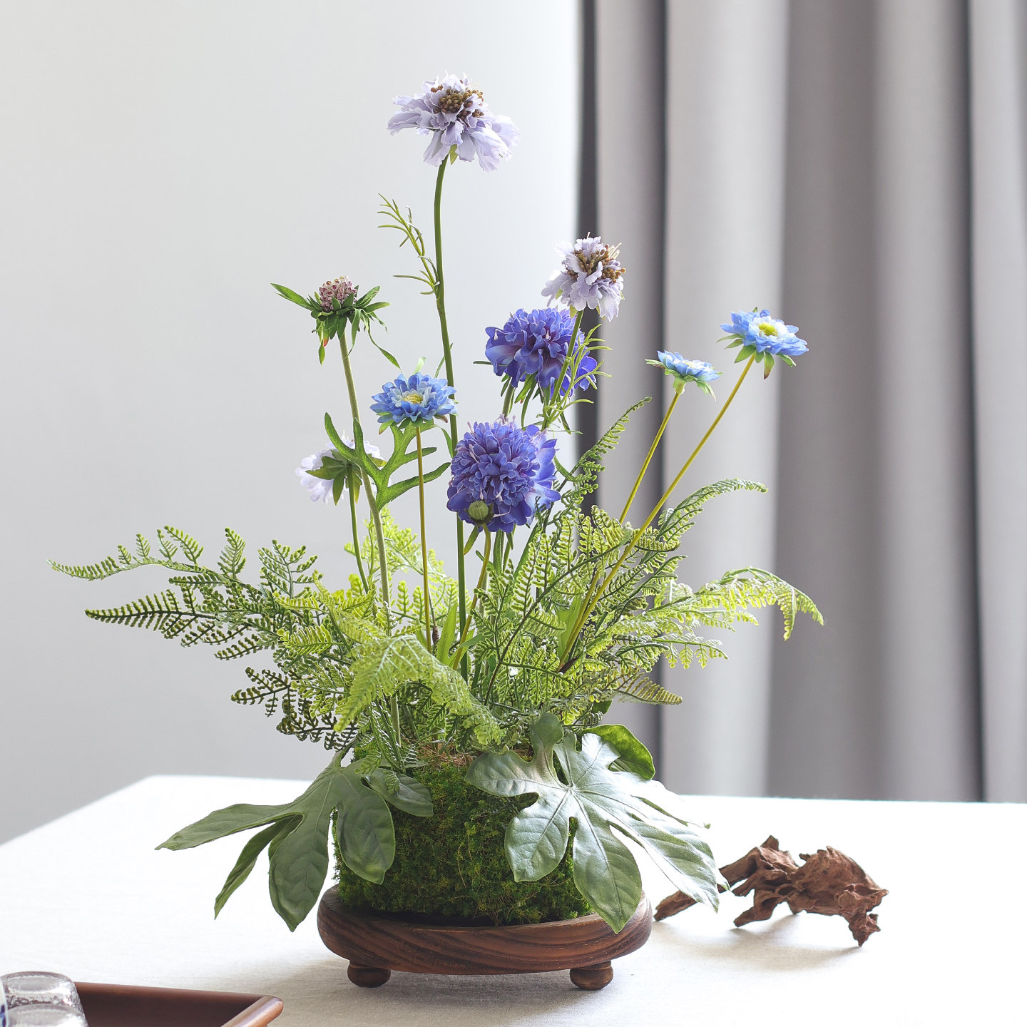 清汤卧果林隅拾趣插花花艺套餐蓝盆花餐桌玄关装饰假花仿真花摆设