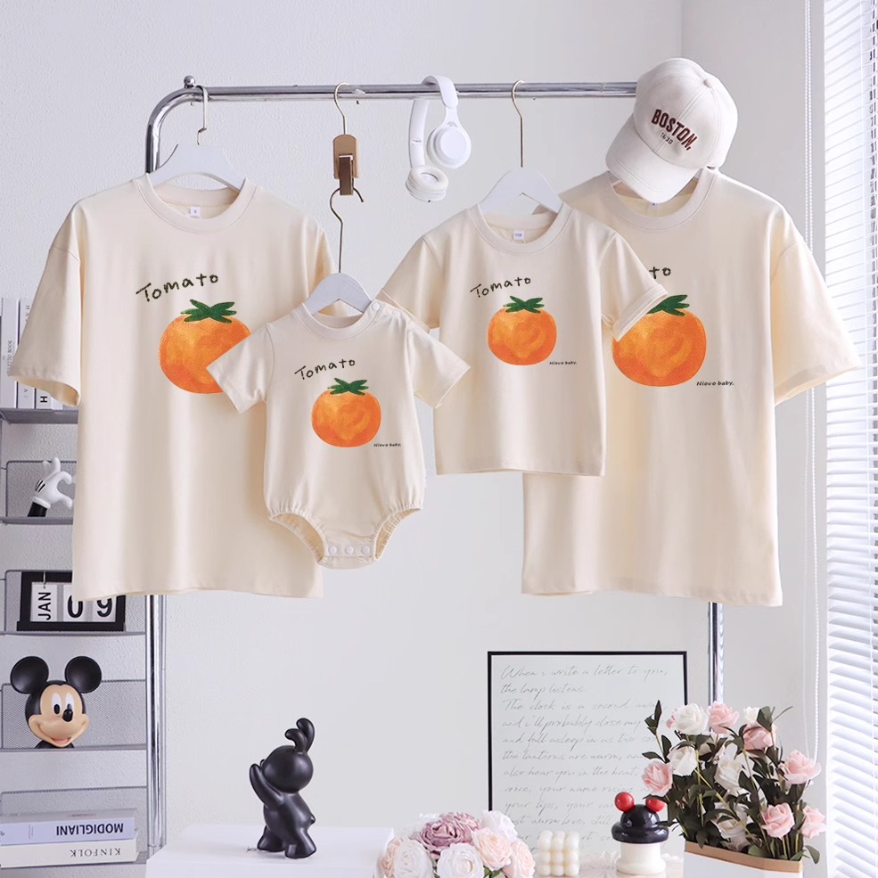 不一样的亲子装2025新款一家三口婴儿洋气母女装纯棉短袖T恤夏季