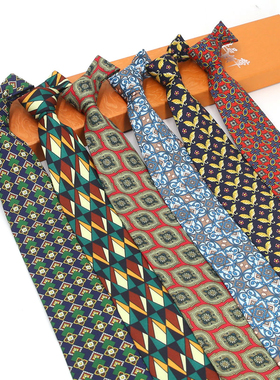 港式复古9cm宽版领带 英伦男女商务个性印花西服衬衣正装配饰手打