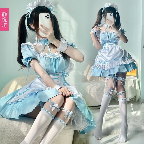 蓝色爱丽丝cos女仆装洛丽塔裙子