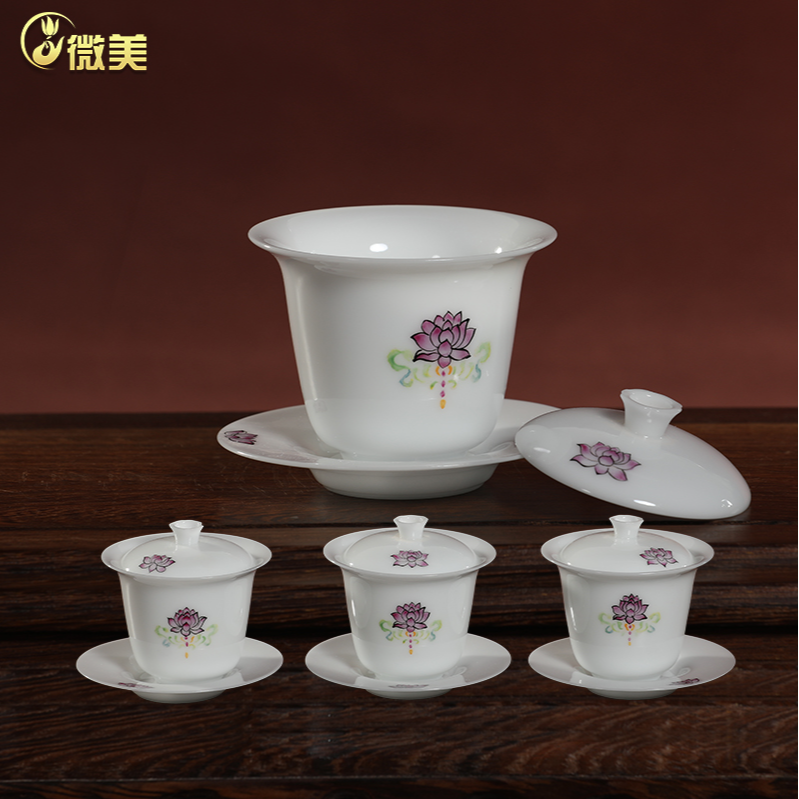 晟美陶瓷手绘供水杯佛具佛前用供奉盖碗茶杯佛堂圣水净水杯摆件,家居饰品,桌面摆件,淘宝优惠券,粉丝福利购,淘宝优惠卷
