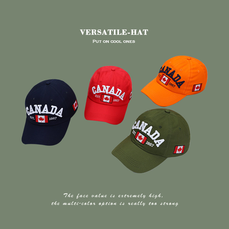 帽子男棒球帽ins潮牌遮阳帽女新款夏季加拿大枫叶洋气夏天鸭舌帽