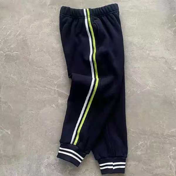 藏蓝两道杠白绿条荧光绿束脚收口中小学生春秋紧口修身宽松校服裤