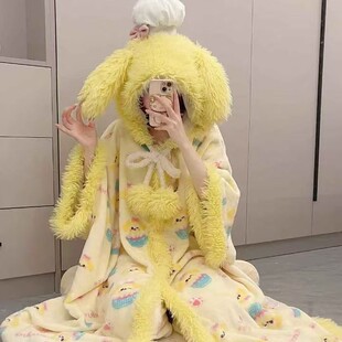 新款 斗篷睡衣女厨师狗饼饼法兰绒加厚卡通可爱睡袍家居服套装