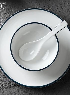 DXC饭店摆台餐具 酒店用品简约陶瓷碗碟 创意餐厅台面四件套装