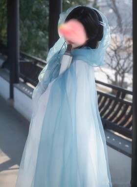 2025新款斗篷女蓝色披风