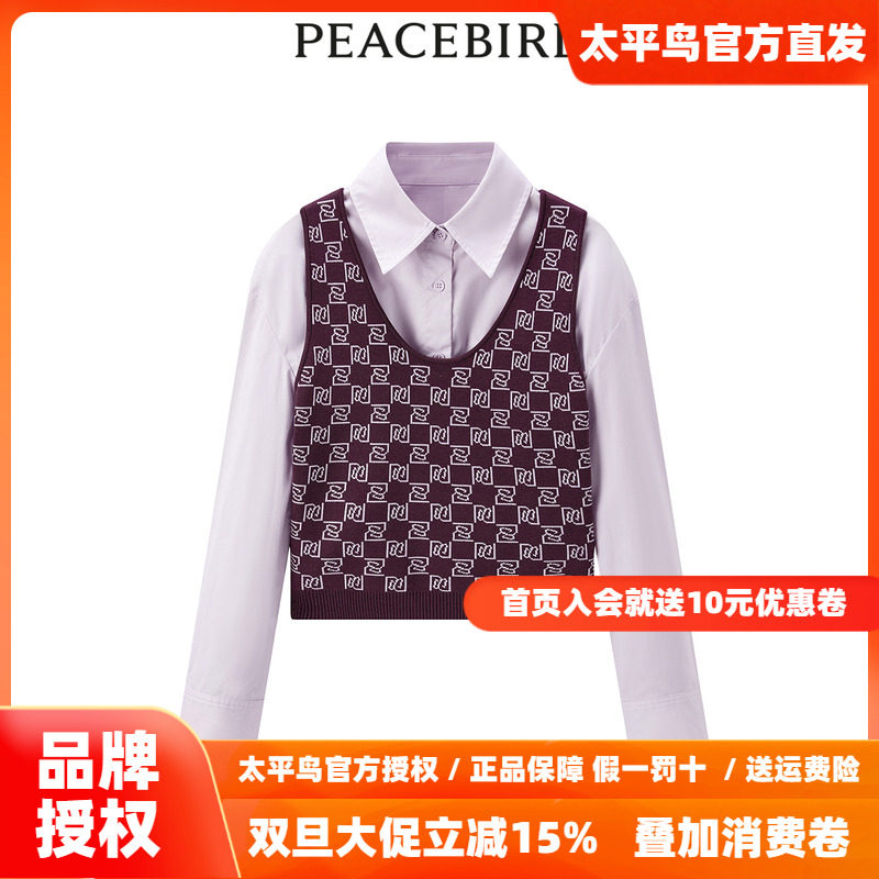【商场同款】太平鸟女装2025年冬季新款两件套衬衫A3CAD4407