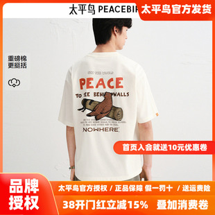【Jonas联名】太平鸟男装 重磅刺绣宽松白色短袖T恤男B2CNF3201