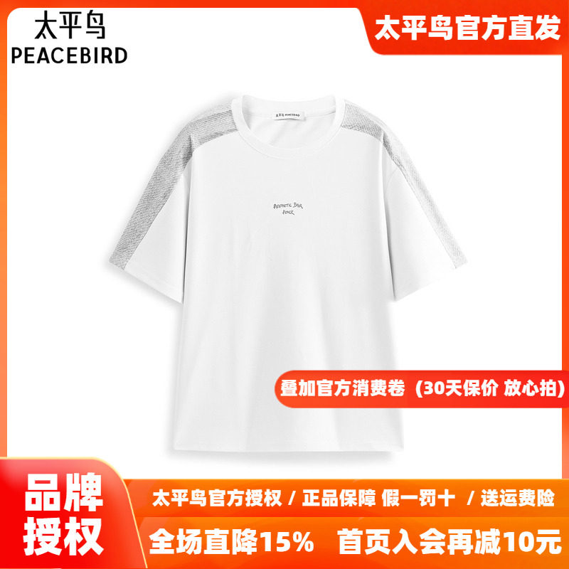 【商场同款】太平鸟男装休闲T恤重磅刺绣T恤宽松休闲T恤B1CNF2320