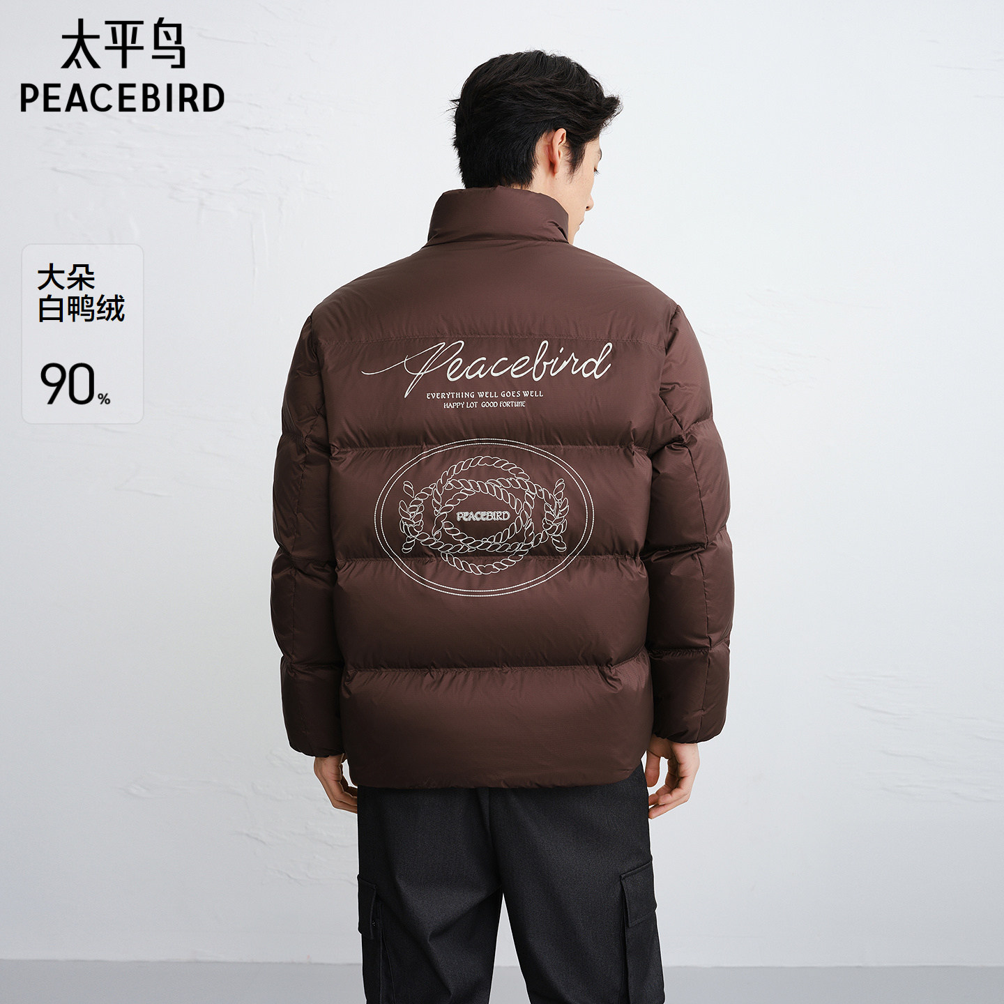 【商场同款】太平鸟男装 2026年新款潮流背后印花羽绒服B2ACG111D