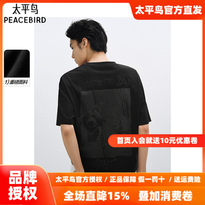 太平鸟男装 Steiff泰迪熊联名系列短袖T恤夏重磅刺绣短袖体恤潮