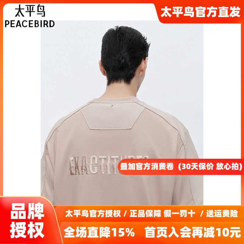 【商场同款】太平鸟男装T恤26夏季新款后背刺绣潮绣潮 B2CNF2D08