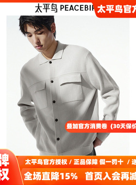 【商场同款】太平鸟男装毛衣秋季新款翻领夹克式针织衫 B1EAE3213