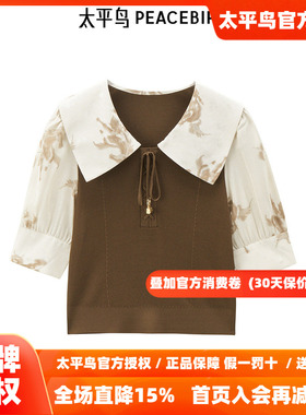 【商场同款】太平鸟女装年秋季新款相拼线套衫A1EEE3207