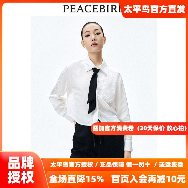 【商场同款】太平鸟女装2026年秋季新款领带截短衬衫A1CAE1301