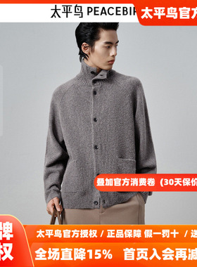 【商场同款】太平鸟男装耗牛绒毛衫新款翻领羊毛针织衫B1EAF4B17