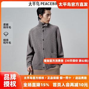 【商场同款】太平鸟男装耗牛绒毛衫新款翻领羊毛针织衫B1EAF4B17