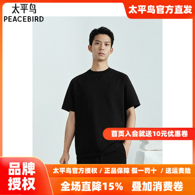 太平鸟男装T恤25夏新款立体刺绣宽松短袖 B2EEF2184