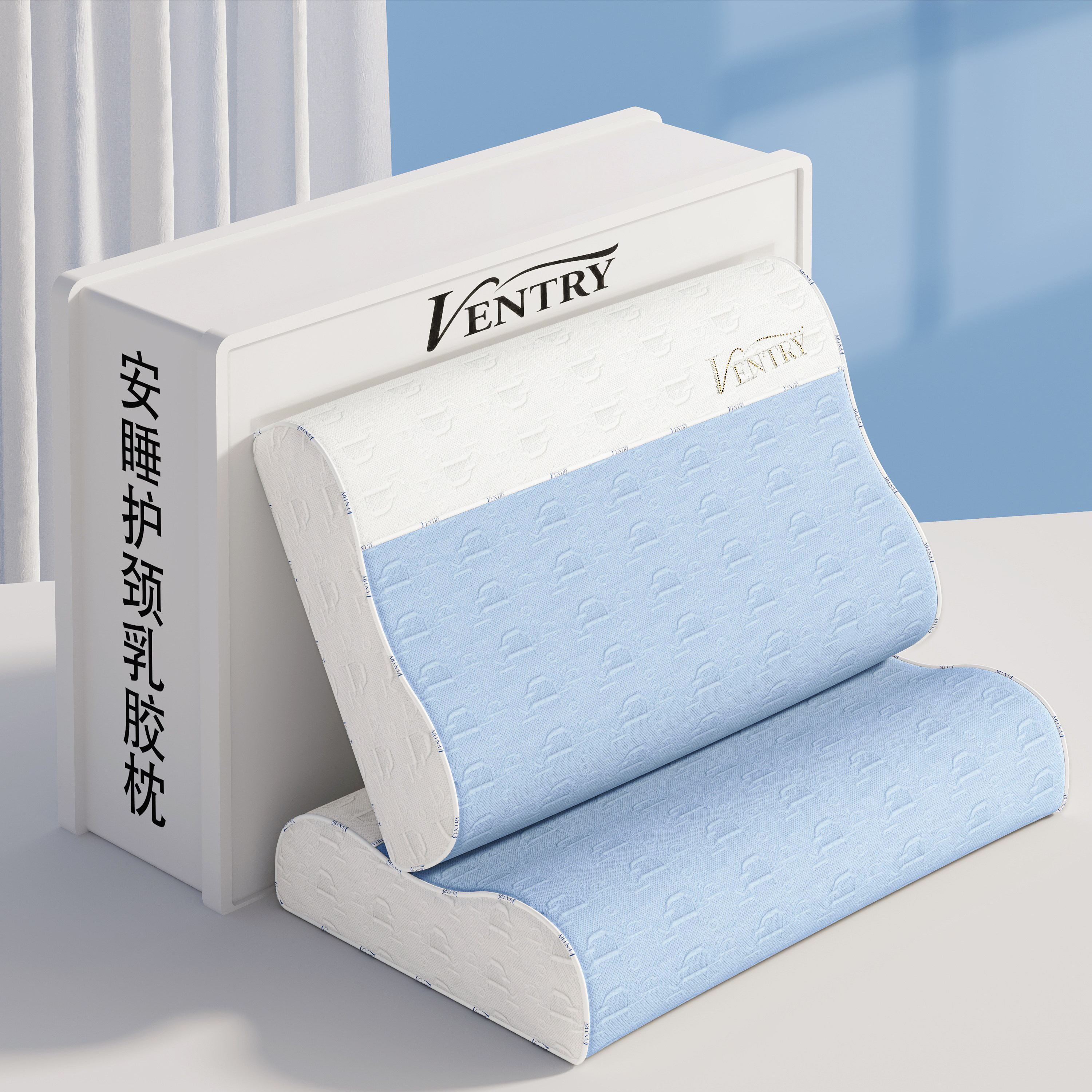 泰国天然乳胶枕护颈枕头成人家用一对颈椎保健枕芯波浪橡胶枕头