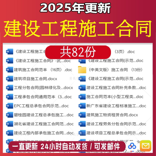 2025建设工程施工合同建筑项目as分包总包承包协议模版电子版