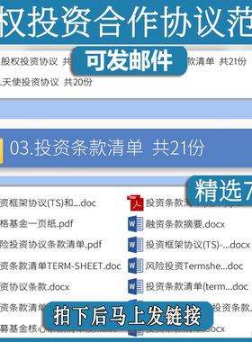股权投资合作协议合同tx书模板范本企业并购天使增资扩股回购框架