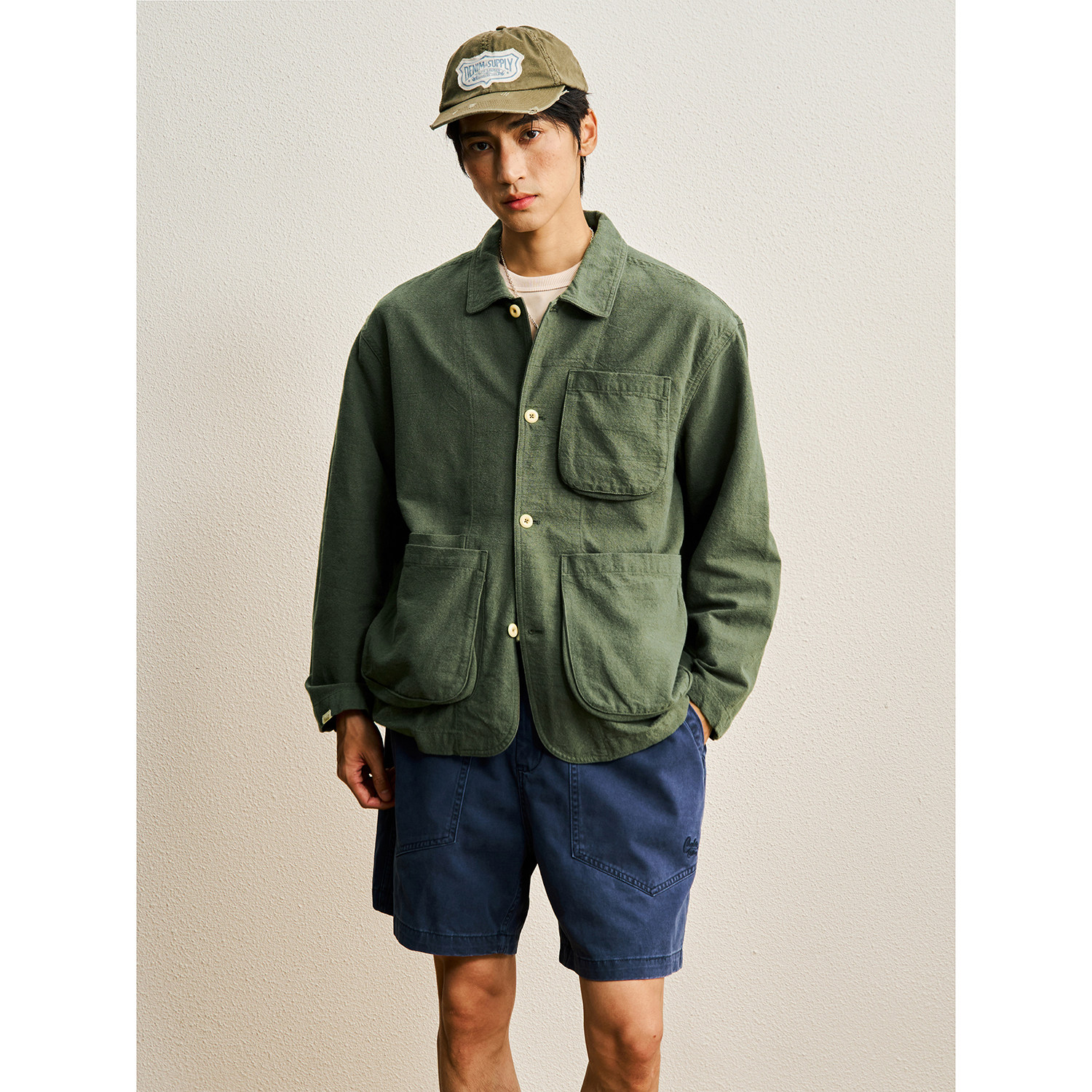 CENLES AW26 百搭休闲风翻领棉麻立体口袋工装夹克长袖外套