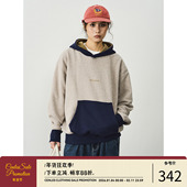 复古落肩袖 CENLES AW25 重磅撞色拼接抓绒连帽卫衣百搭休闲上衣