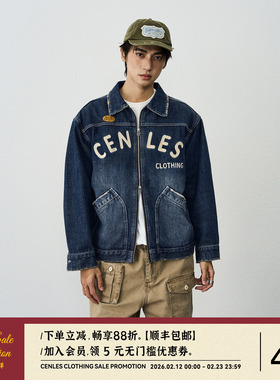 CENLES AW25 酵磨水洗破坏绣花牛仔夹克男复古做旧外套VINTAGE