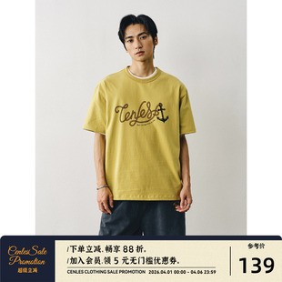 T恤男宽松美式 CENLES 锚绳LOGO 图案印花短袖 休闲TEE夏季
