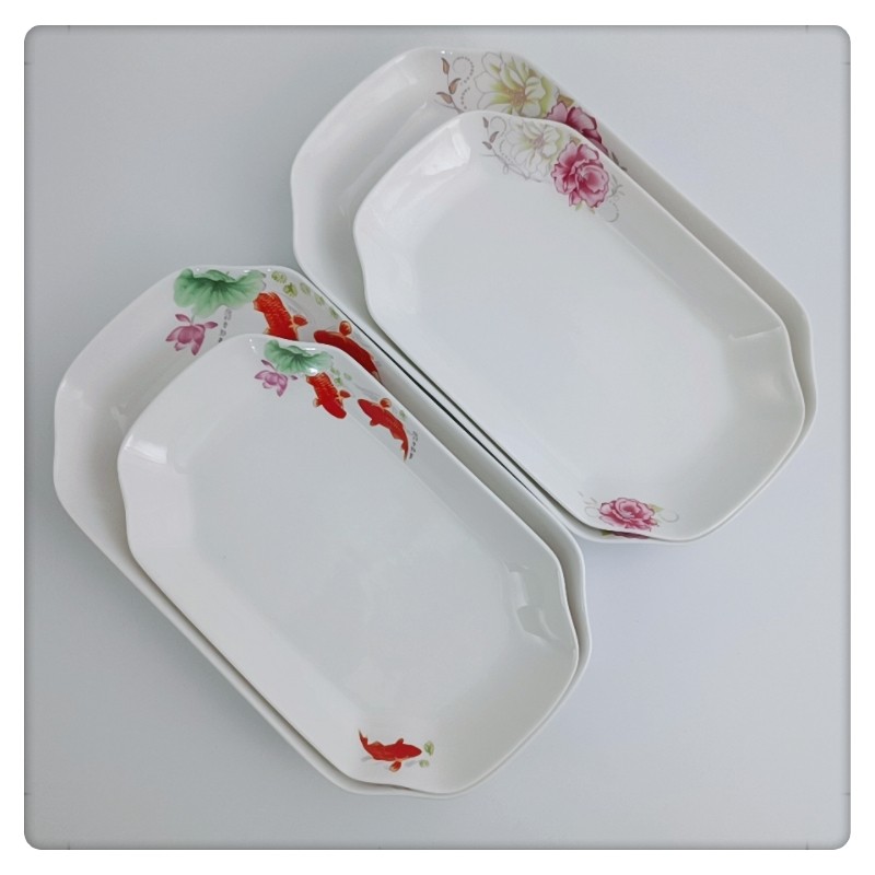 1-2个装鱼盘陶瓷中式长方形鱼盘家用盘子大号蒸鱼盘 可微波炉餐具,餐饮具,盘,淘宝优惠券,粉丝福利购,淘宝优惠卷