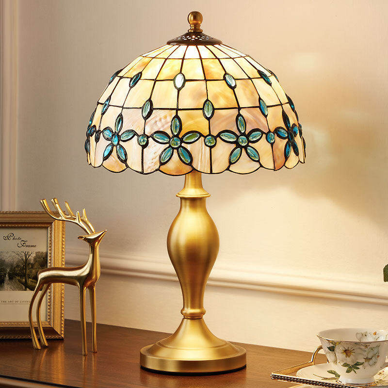 贝壳卧室床头灯装饰美式台灯欧式地中海温馨客厅书房灯具