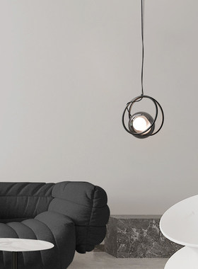 设计师创意全铜意式极简卧室床头吊灯现代简约黑洞石玄关玻璃吊灯