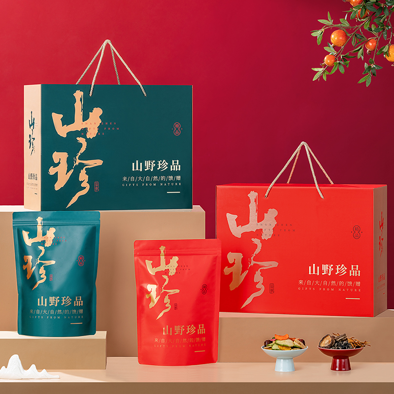 山珍包装盒香菇干货菌类空盒木耳野生菌菇袋装特产大礼箱批发定制