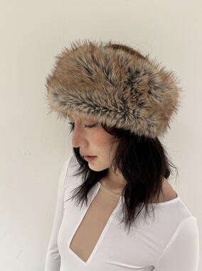 VACANCES 欧美毛毛发带 秋冬复古风保暖多用围脖