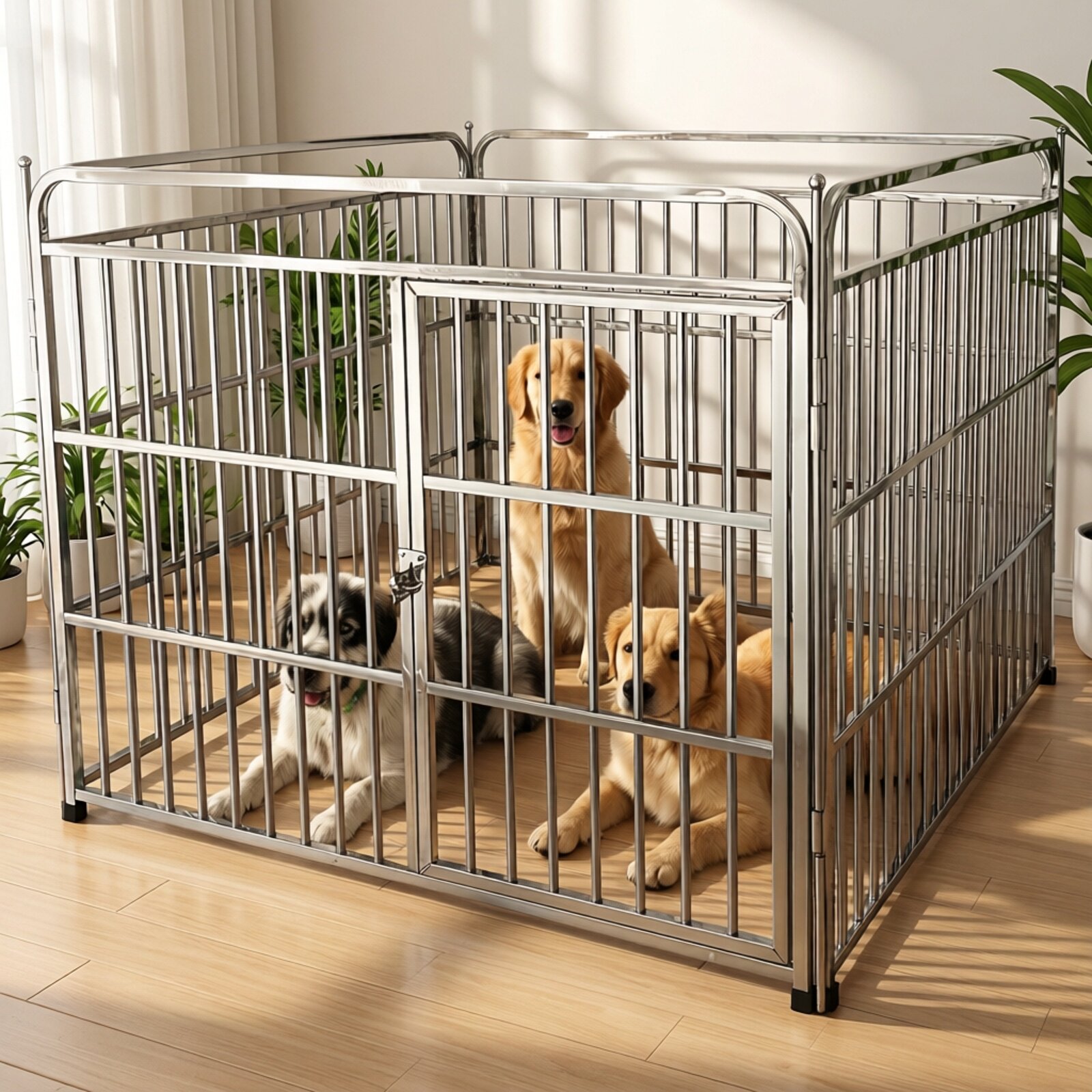 不锈钢狗笼子泰迪宠物狗围栏小中大型犬护栏金毛萨摩栅栏多省包邮