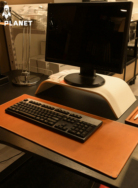 进口牛皮真皮鼠标垫超大尺寸保护办公书桌牛皮垫电脑实木桌垫加厚