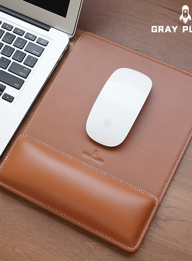 真皮鼠标垫加厚护手腕键盘托高级商务办公柔软舒适M中号