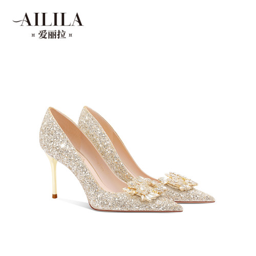 爱丽拉法式婚鞋香槟色单鞋