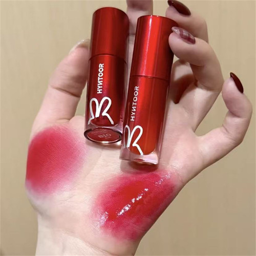 限定红！黑兔大花唇釉唇泥正红色