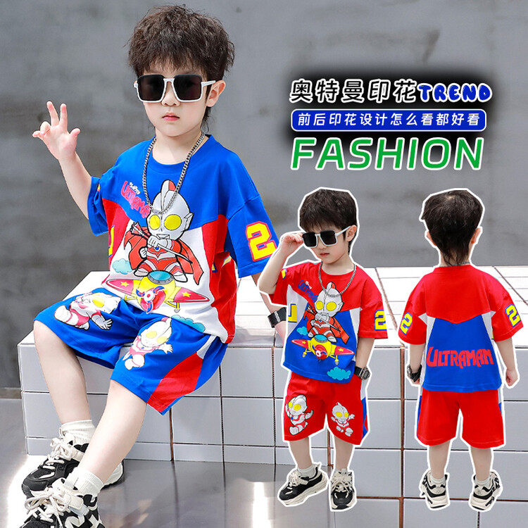 奥特曼短袖男童发光t恤夏季天新款男孩童装纯棉T儿童闪灯衣服夏装