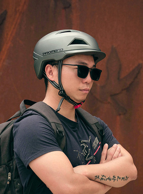 PROMEND一体成型男女通勤休闲骑行自行车头盔警示尾灯安全帽装备