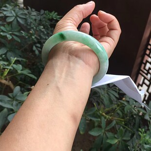 缅甸A货保真正品 玉镯手镯送礼闺蜜 冰种阳绿圈口61平安手镯女款