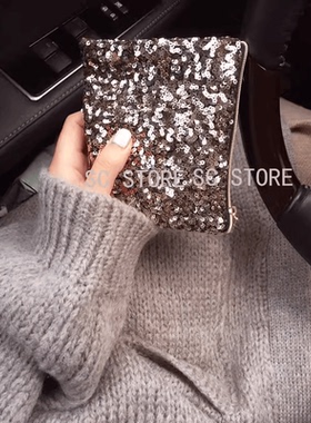 韩国 class直邮 bucks&leather 亮片收纳包化妆包博主同款 手拿包