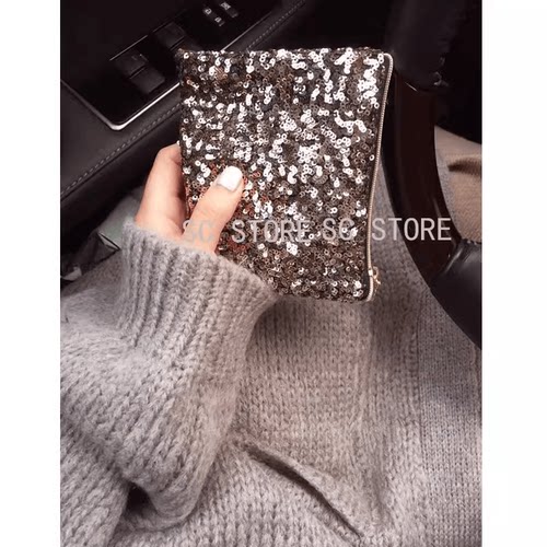 博主同款亮片收纳包韩国进口代购